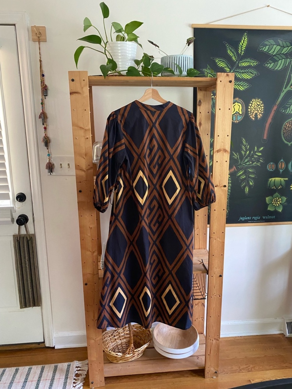 Anthropologie Porridge Brown Black Print Mireil Midi Dress Small - Picture 5 of 16